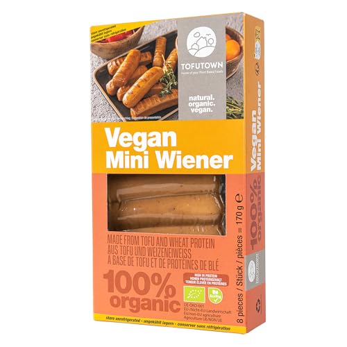 TofuTown Vegan Bio Mini Wiener (6x170g) | Natürliche & Regionale Herstellung | Hoher Proteinanteil & Leckeren Geschmack, Vegan | Ohne Künstliche Zusatzstoffe | Fleischersatz von TofuTown