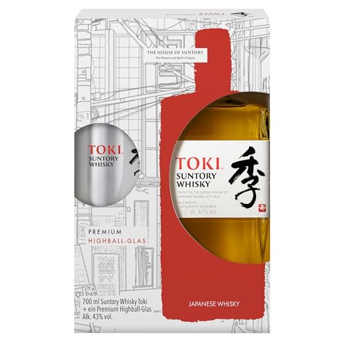 Suntory Whisky Toki und ein Premium Highball Glas - Geschenkverpackung - Japanischer Blended Whisky aus Hakushu, Yamazaki und Chita - mit feinem, süßen und würzigem Abgang - 43 Prozent Vol - 700 ml von Toki