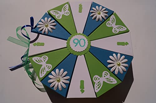 Geldgeschenkverpackung aus Papier zum 90. Geburtstag, Geld verschenken, Geschenkverpackung A5 von Tolle Torte