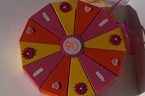 Geldgeschenkverpackung aus Papier zum 90. Geburtstag, Geld verschenken A31, Geschenkverpackung von Tolle Torte