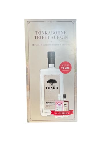 Tonka Gin Handcrafted 500 ml inkl. Tonka Espresso 50ml + Tonka Hibiskus 50ml I 47% vol. I Noten von Vanille Bittermandelöl und würziger Heublume I Vegan von Tonka Gin