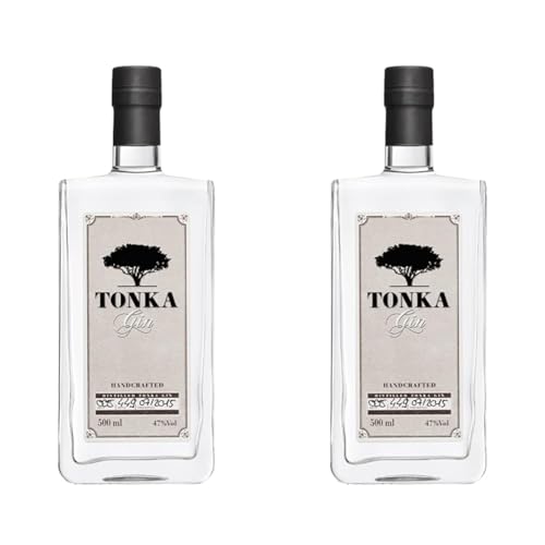 Tonka Gin Handcrafted I 500 ml I 47% vol. I Noten von Vanille Bittermandelöl und würziger Heublume I Vegan (Packung mit 2) von Tonka Gin