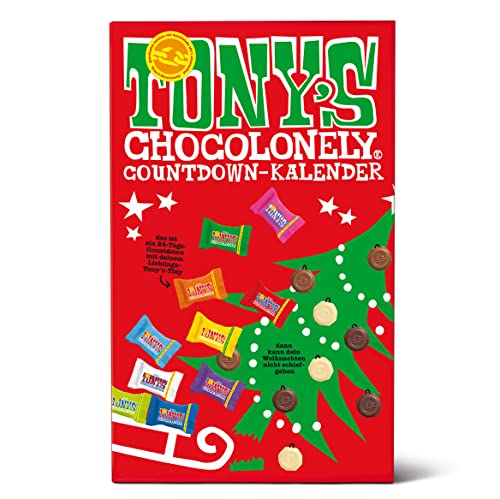 Tony's Chocolonely - Schokolade Weihnachten Adventskalender - 24 Tage - 10 Sorten Tiny Tony's - Viel Vorfreude - Weihnachtsgeschenke - Vegetarisch - Belgian Fairtrade Chocolate von Tony's Chocolonely