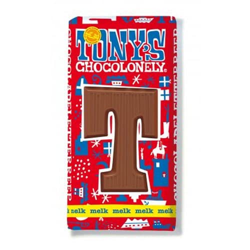 Tony's Chocolonely Schokolade mit Buchstaben "T" I Vollmilchschokolade I Chocoladeletter I Original aus den Niederlanden I 180 g T von Tony's Chocolonely