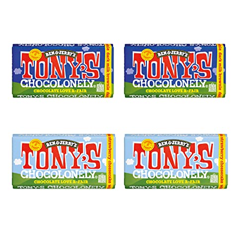 Tony's Chocolonely & Ben & Jerry's - Chocolate Fudge Brownie + Strawberry Cheesecake - 4 x 180 g Tafel - Dunkle Vollmilchschokolade - Weiße Schokolade - Fairtrade Chocolate von Tony's Chocolonely