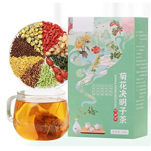 Tee, mit Chrysantheme, Cassia Samen, Gesundheit Kräutergetränk Beutel, Kaltes und heißes Aufbrühen, Einzelne dreieckige Teebeutel, für Teetrinker, 120g, 20 Teebeutel（Haltbarkeitsdauer 18 Monate） von Tonysa