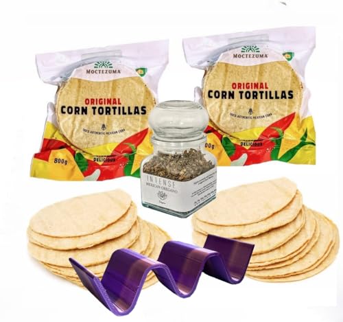 2x500g Real Mexican tortillas with nixtamal Vegan,Gmo-Free, Gluten Free, taco holder 19x3x4 cm and Mexican Oregano sun dried 20g von Tooludic