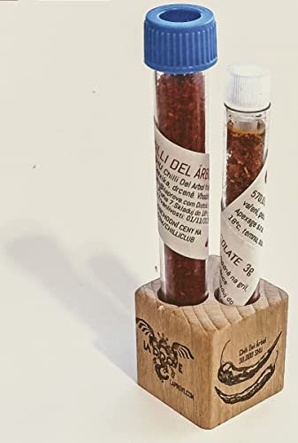 Geschenk Chili Cube: ein Würfel mit Chili del Árbol und Chili Chocolate Mexikanisches Holzwürfel 2x2x2 cm von Tooludic