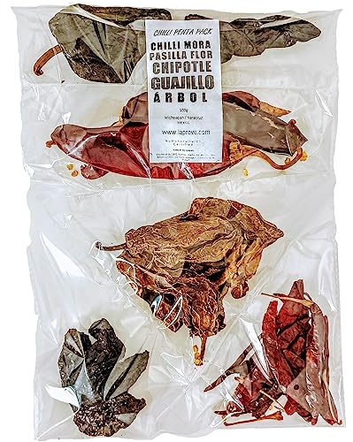 PentaPack Chilli Chipotle, Árbol, Passilla Flor, Brombeere, Chilli Guajillo 100g von Tooludic