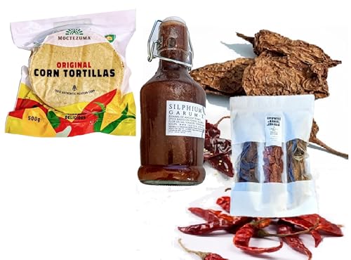 Silphium Garum salsa 220ml & Tortillas mit nixtamal 500g & Tripack Arbol,Chipotle,Guajillo 100g von Tooludic