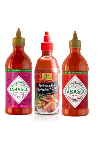 Tabasco Sweet & Spicy 256 ml & Thai Asian Hot Sri Racha 430 ml & Tabasco Sri Racha 256 ml von Tooludic