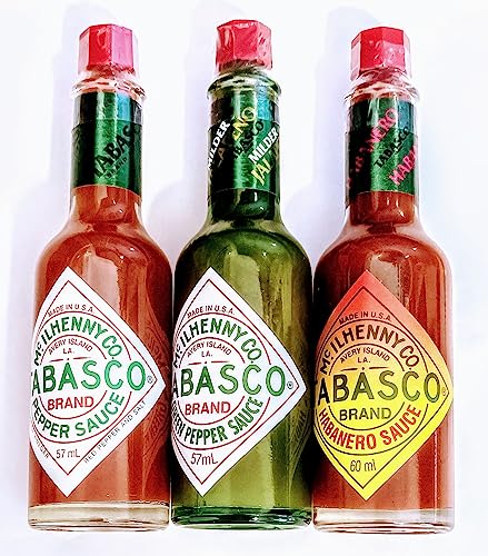 Tabasco grün, rot, Habanero-Pfeffersauce: ca. 2500, 5000, 7000 SHU, 3 x 57 ml von Tooludic