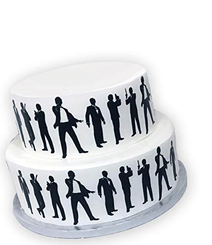 TOP Marques Collectibles That Essbare Dekorfolie, James Bond Spy Thema, Silhouetten-Bordüre – perfekt zum Dekorieren Ihrer Kuchen, einfach zu verwenden von Top That