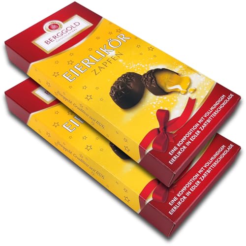 2 er Pack Berggold Eierlikör Zapfen 2x 100g Alkoholhaltige Pralinen aus Zartbitterschokolade mit Eierlikör-Füllung von TopDeal