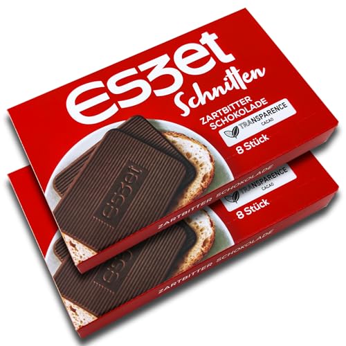 2 er Pack Eszet Schnitten Zartbitter Schokolade 2 x 75 g (2x 8 Stk.) von TopDeal