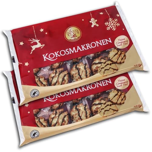 2 er Pack Kokosmakronen 2 x 250 g Weihnachtsgebäck Santa Claus in Town Makronen Kokos Krönchen Gebäck von TopDeal