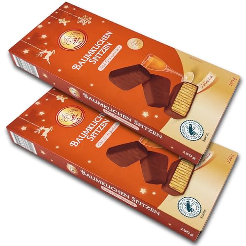 2 er Pack Santa Claus in Town Baumkuchenspitzen Vollmilch mit Orangenlikör 2x 150 g von TopDeal