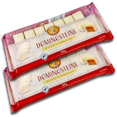 2 er Pack Santa Claus in Town Dominosteine weiss 2 x 250 g Domino Steine weiße Schokolade von TopDeal