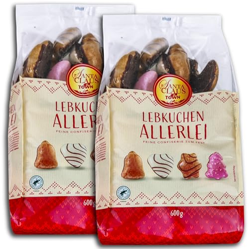 2 er Pack -Santa Claus in Town- Lebkuchen Allerlei mit Zartbitter Schokolade 2 x 600 g von TopDeal