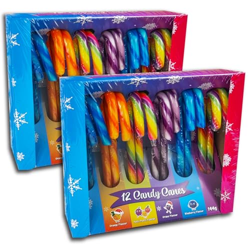 2 er Pack bunte Candy Canes Zuckerstangen Lutschstangen Baumbehang Lolly 2 x 12 Pack a 12 g (2 x144 g) von TopDeal