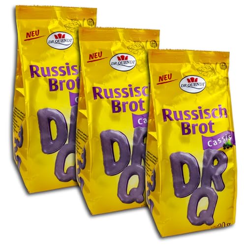 3 er Pack Dr. Quendt Russisch Brot Cassis 3 x 90g Knusprige Buchstaben-Plätzchen mit Cassis-Geschmack von TopDeal