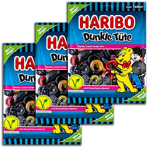 3 er Pack Haribo Dunkle Tüte veggie 3 x 175g von TopDeal