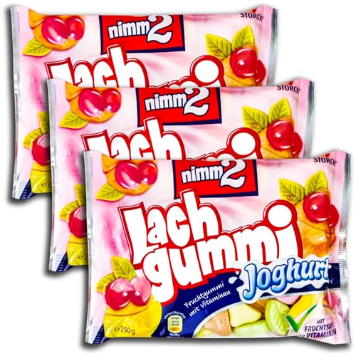 3 er Pack Lachgummi Joghurt 3 x 200g Fruchtgummis mit Fruchtsaft, Vitaminen und Magermilchjoghurt von TopDeal