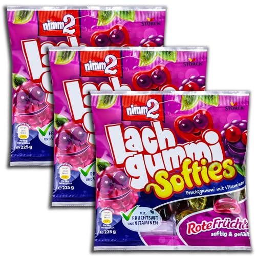 3 er Pack Lachgummi Softies Rote Früchte 3x 225g von TopDeal