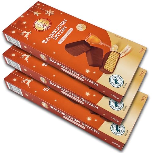 3 er Pack Santa Claus in Town Baumkuchenspitzen Vollmilch mit Orangenlikör 3x150 g von TopDeal