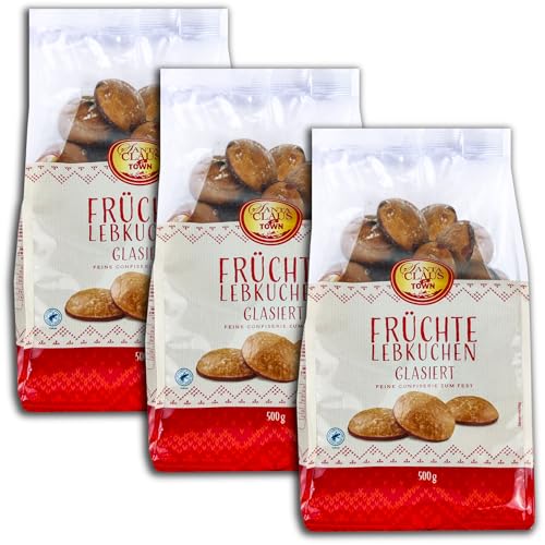 3 er Pack -Santa Claus in Town-Früchte Lebkuchen glassiert mit Zartbitterboden 3 x 500g von TopDeal