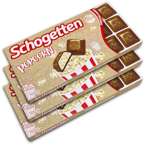 3 er Pack Schogetten Popcorn-Vollmilchschokolade mit Milchcremefüllung und Popcornstückchen 3 x 100 g von TopDeal