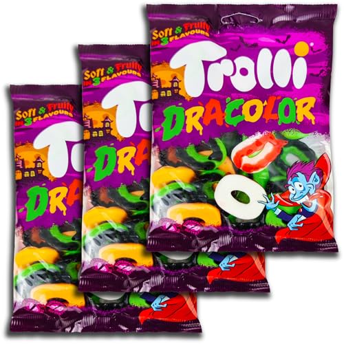 3 er Pack Trolli Dracolor - Fruchtgummi Dragula Gebisse Bunt 3 x 175 g von TopDeal