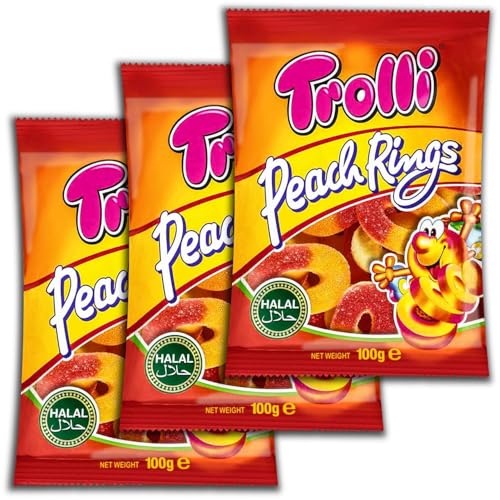 3 er Pack Trolli Peach Rings Halal 3 x 100g von TopDeal