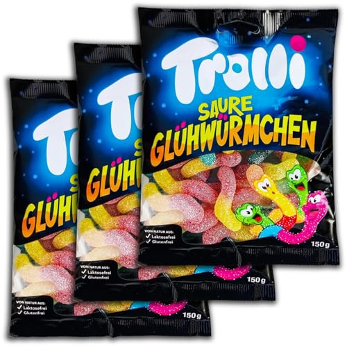 3 er Pack Trolli Saure Glühwürmchen 3x 150g saure Fruchtgummi-Glühwürmchen von TopDeal