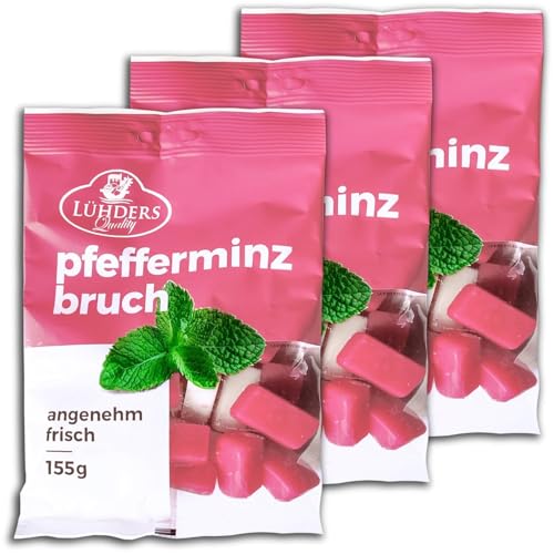 3 er Set Lühders Pfefferminz-Bruch 3 x 155g Fondant-Stücke mit Pfefferminz-Geschmack von TopDeal