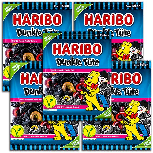 5 er Pack Haribo Dunkle Tüte veggie 5 x 175 g von TopDeal