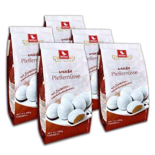 5 er Pack Weiss weiche Pfeffernüsse/Lebkuchen mit Schokoladenboden 5 x 200g von TopDeal