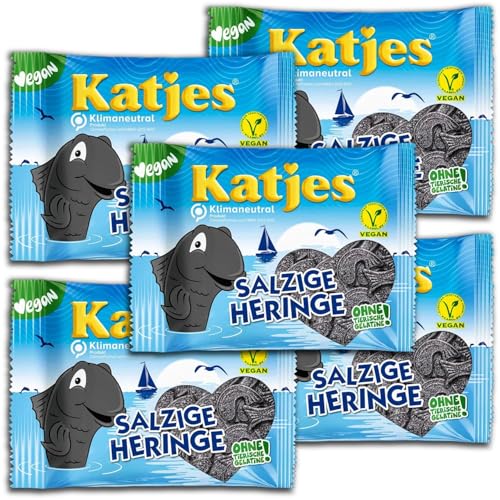 5 er Set Katjes Salzige Heringe 5 x 175g -Gezuckerte Lakritz-Fische mit Salmiaksalz von TopDeal