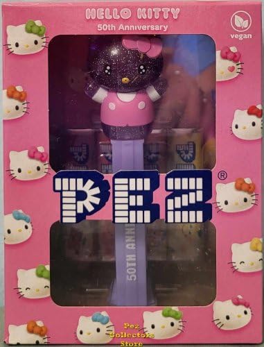 PEZ Spender -Hello Kitty Pez Box European 50th Anniversary Purple Glitter Crystal inkl. inkl. 4 x Pez Bonbons 2 x 8,5 g von TopDeal