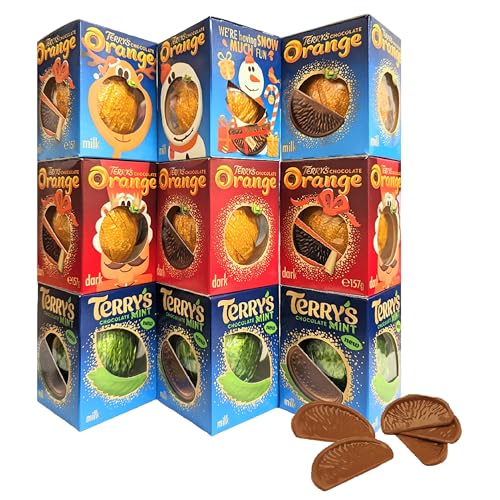 Terry's Chocolate Orange Selection 12er Pack bestehend aus 4 x Terrys Milchschokolade, 4 x Frottee weiße Schokolade, 4 x Terrys dunkle Schokolade von Geakv