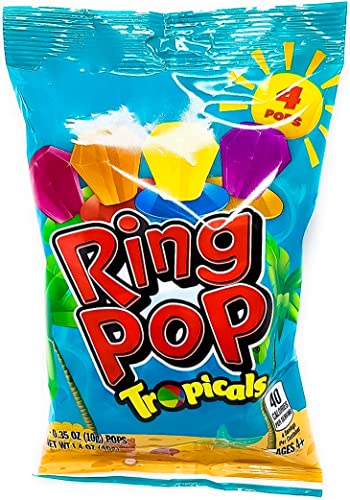 Ring Pop (1 Beutel) Tropicals Easter Candy - Nettogewicht 10 g pro Pop (4 Pops pro Beutel) von Topps