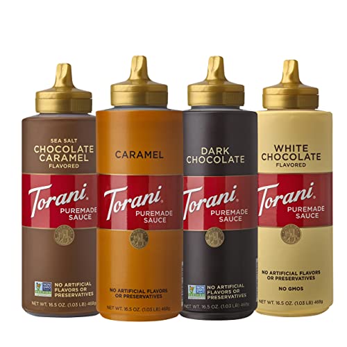 Torani Puremade Sauce Variety Pack, 4 Flavors, 16.5 Fl Oz Bottles von Torani