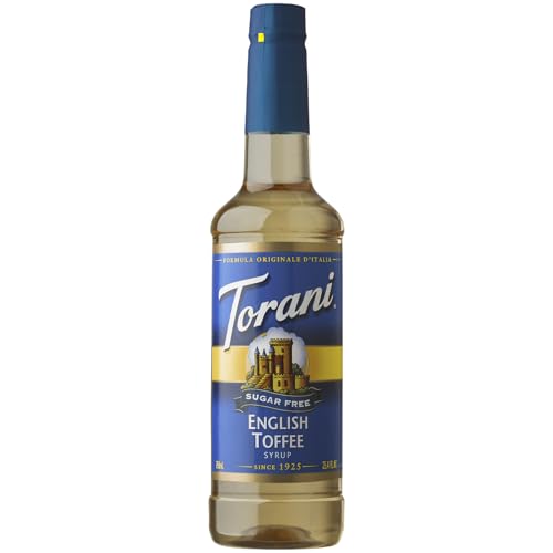 Torani - English Toffee Sirup ohne Zucker (750 ml), zuckerfreier Getränke- & Kaffee-Sirup mit natürlichen Aromen von Torani