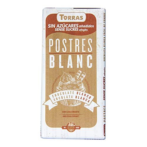 Torras Block Schokolade, Schokolade ohne Zuckerzusatz, Weiße Schokolade, Block Tafel (200g) von Torras