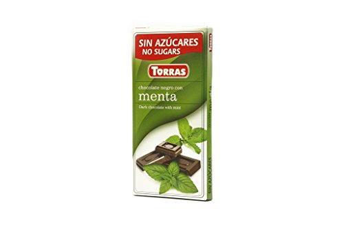 Torras Schokolade ohne Zuckerzusatz, Schokolade ohne Zuckerzusatz, Dark Chocolate mit Minze, Tafel (75g) von Torras