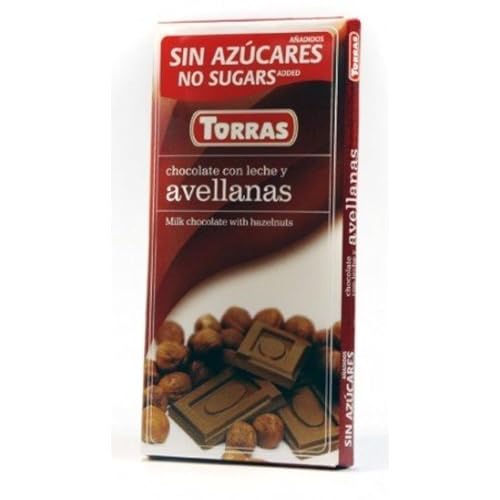 Torras Schokolade ohne Zuckerzusatz, Schokolade ohne Zuckerzusatz, Haselnussschokolade, Tafel (75g) von Torras