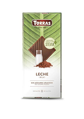 Torras Stevia Schokolade, Schokolade ohne Zuckerzusatz, Vollmilchschokolade, Tafel (100g) von Torras