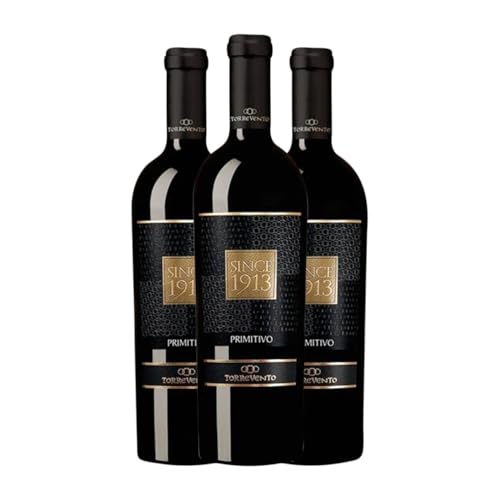 Torrevento Since 1913 Primitivo Puglia 75 cl Rotwein (Karton mit 3 Flaschen von 75 cl) von Torrevento