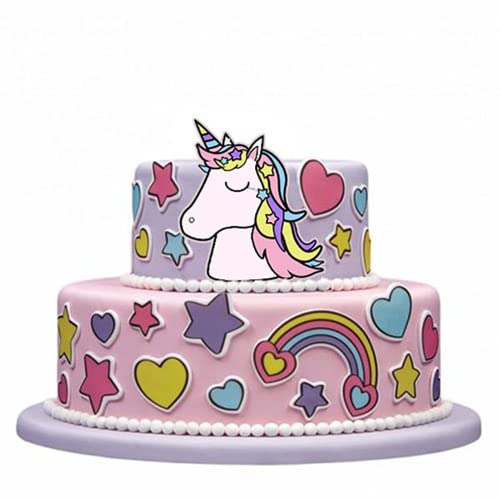 Essbare Tortendeko - Einhorn - Fondant Kuchen Tattoo aus essbarem Zuckerpapier von Tortenbild