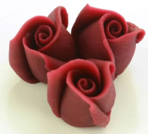 Marzipan Rosen klein bordeaux, 4 Stück von Tortendekoshop